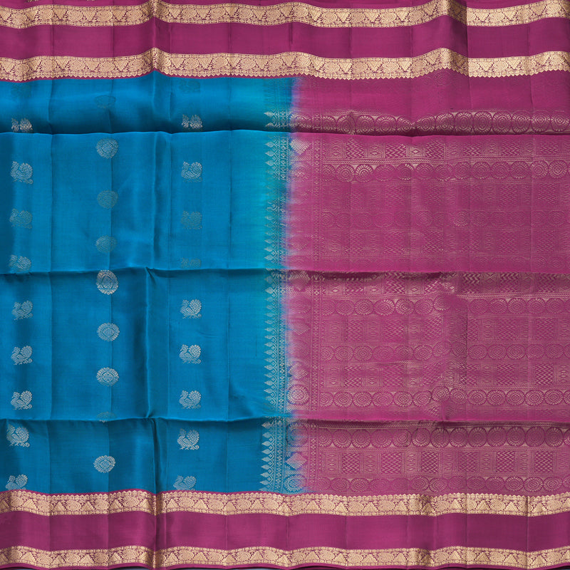 Hayagrivas Peacock Blue Handloom Soft Silk Saree KBF532G4-13
