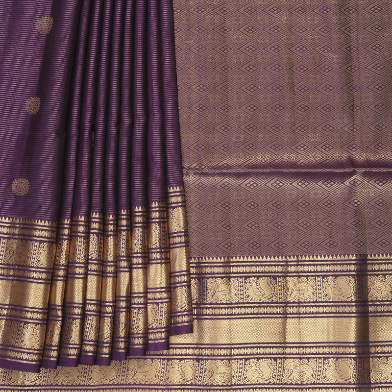 Hayagrivas Purple Handloom Soft Silk Saree KBF533G2-3