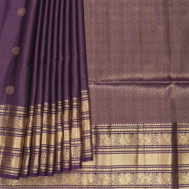 Hayagrivas Purple Handloom Soft Silk Saree KBF533G2-3