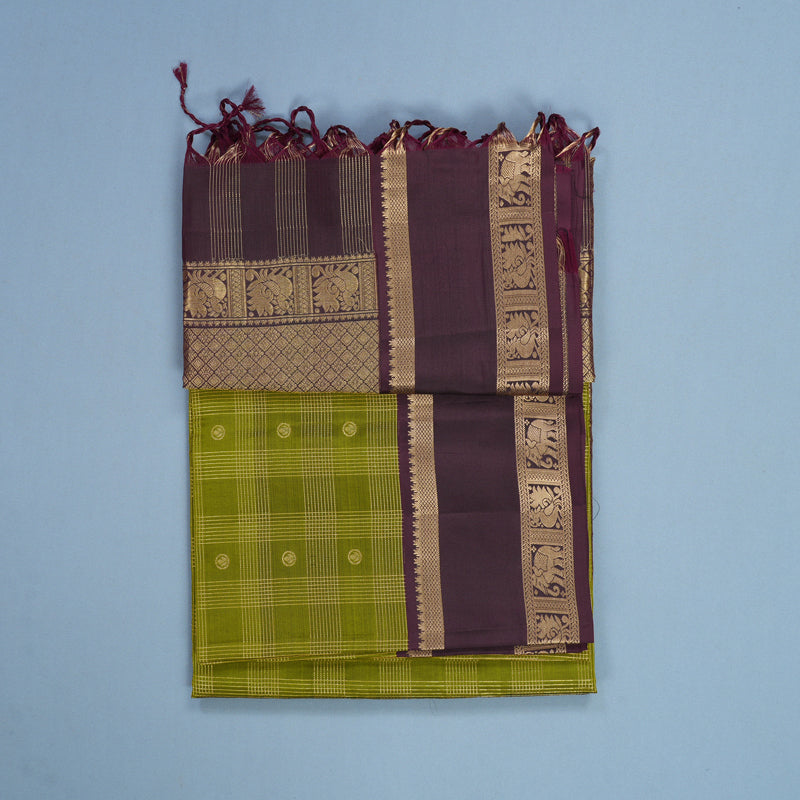 Hayagrivas Olive Green Handloom Soft Silk Saree KBF533G5-1