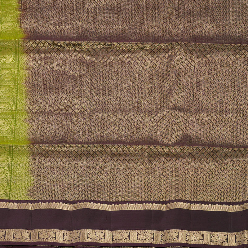 Hayagrivas Olive Green Handloom Soft Silk Saree KBF533G5-1