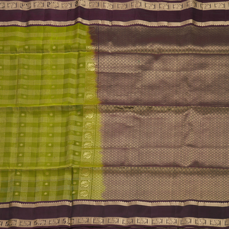 Hayagrivas Olive Green Handloom Soft Silk Saree KBF533G5-1