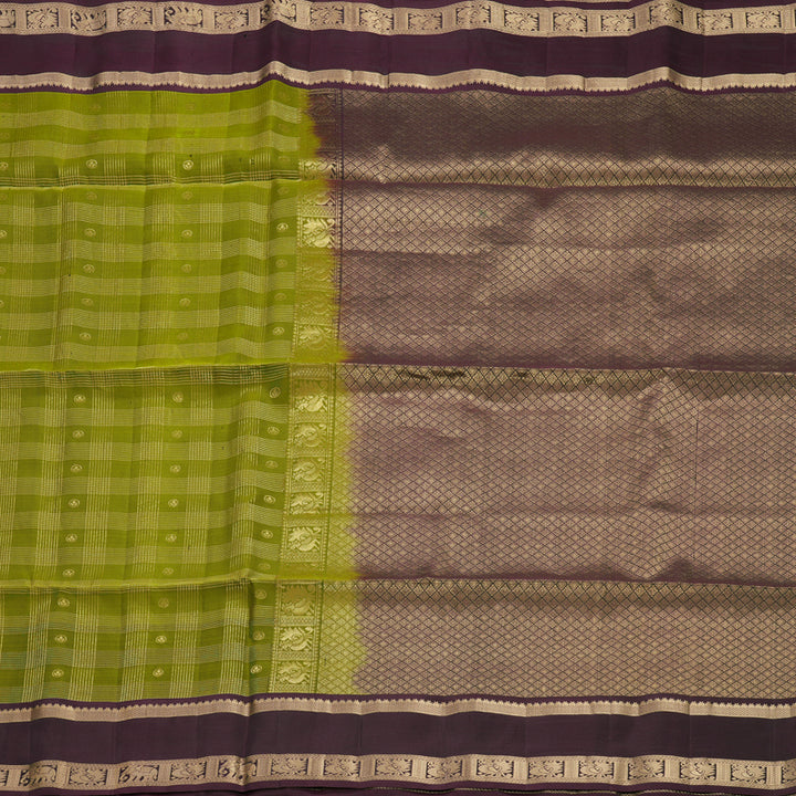 Hayagrivas Olive Green Handloom Soft Silk Saree KBF533G5-1