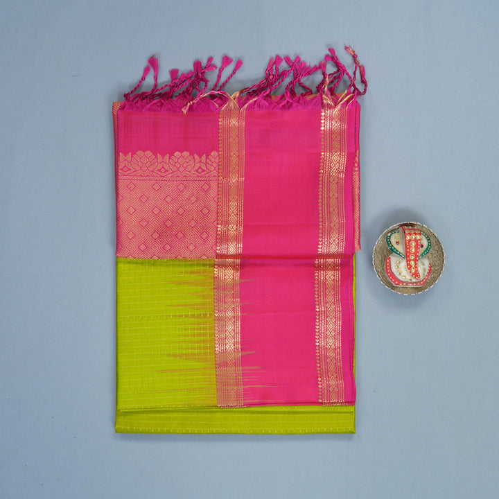 Hayagrivas Parrot Green Handloom Soft Silk Saree KBF533G7-3