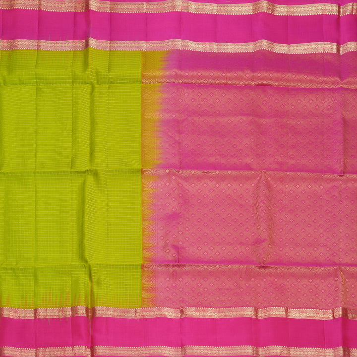 Hayagrivas Parrot Green Handloom Soft Silk Saree KBF533G7-3