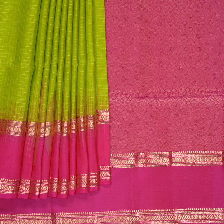 Hayagrivas Parrot Green Handloom Soft Silk Saree KBF533G7-3