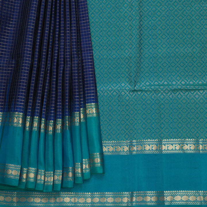 Hayagrivas Navy Blue Handloom Soft Silk Saree KBF533G7-5