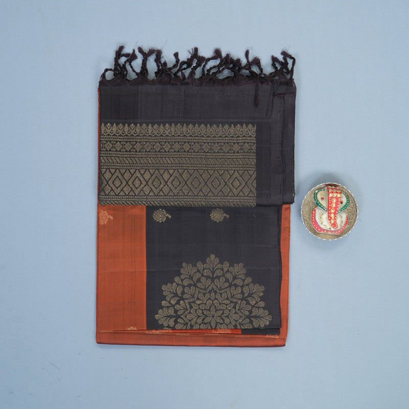Hayagrivas Rust Orange Handloom Soft Silk Saree KBF535G2-13