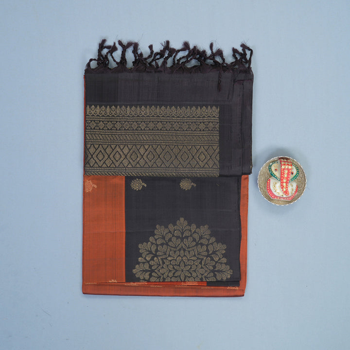 Hayagrivas Rust Orange Handloom Soft Silk Saree KBF535G2-13