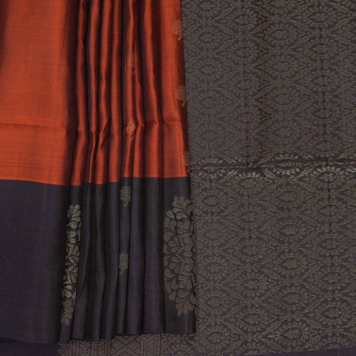 Hayagrivas Rust Orange Handloom Soft Silk Saree KBF535G2-13
