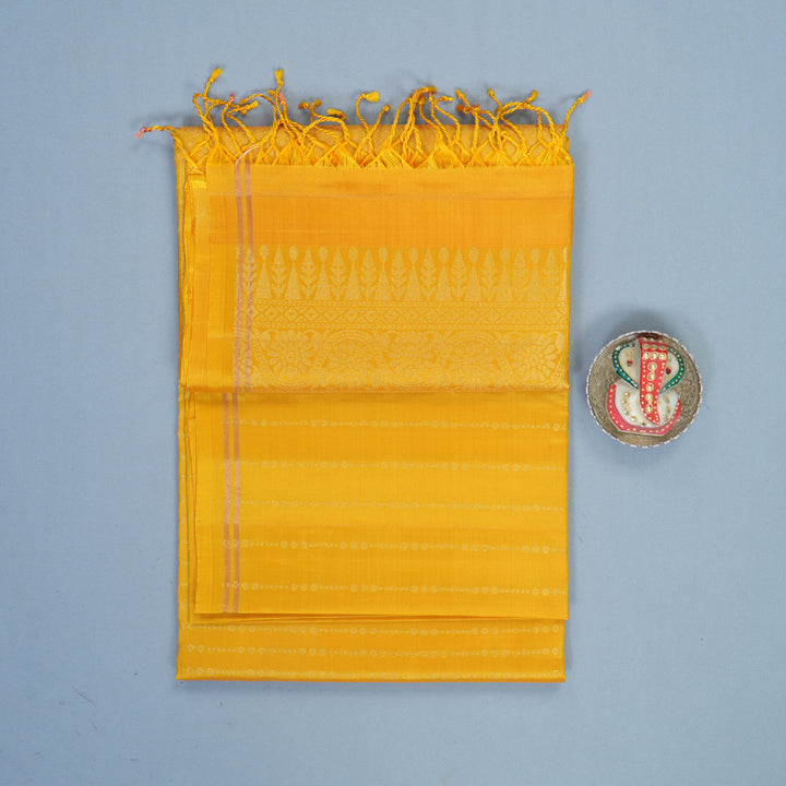 Hayagrivas Mustard Yellow Handloom Soft Silk Saree KBF535G2-3