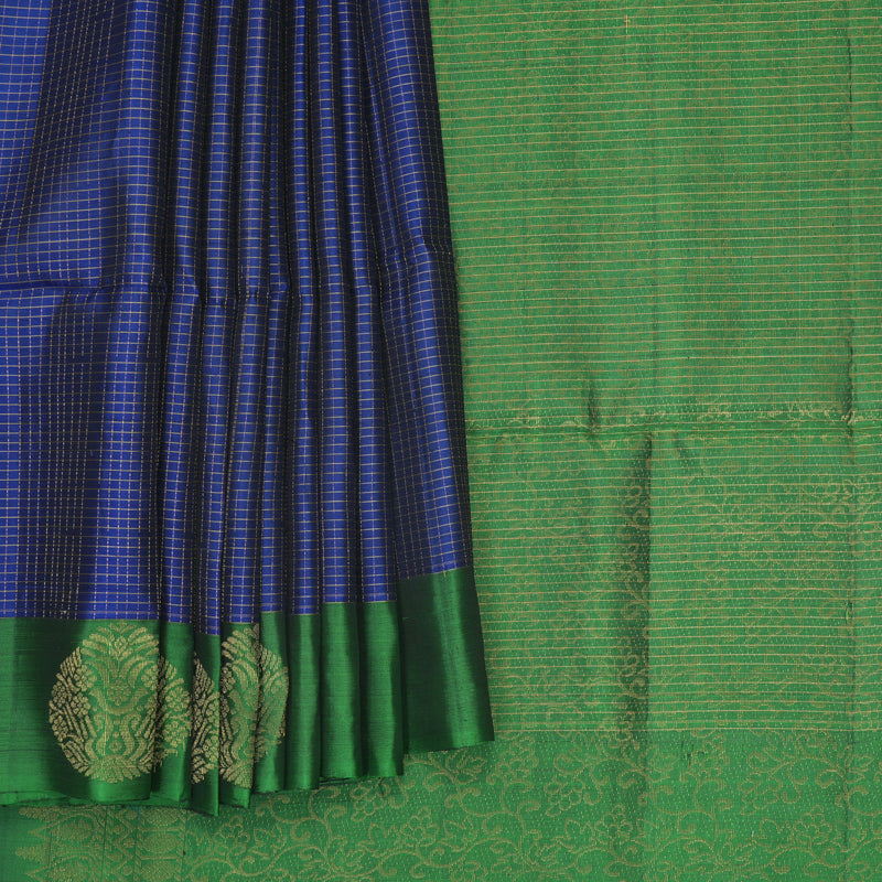 Hayagrivas MS Blue Handloom Soft Silk Saree KBF535G3-3