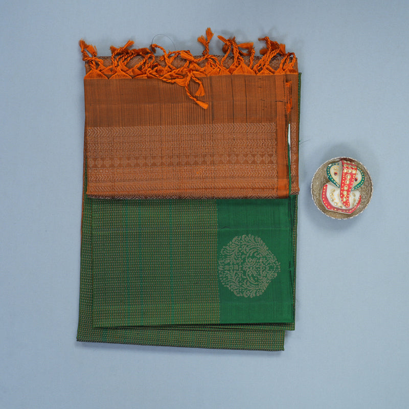Hayagrivas Dark Green Handloom Soft Silk Saree KBF535G3-8