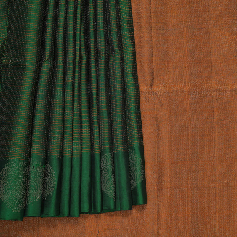 Hayagrivas Dark Green Handloom Soft Silk Saree KBF535G3-8