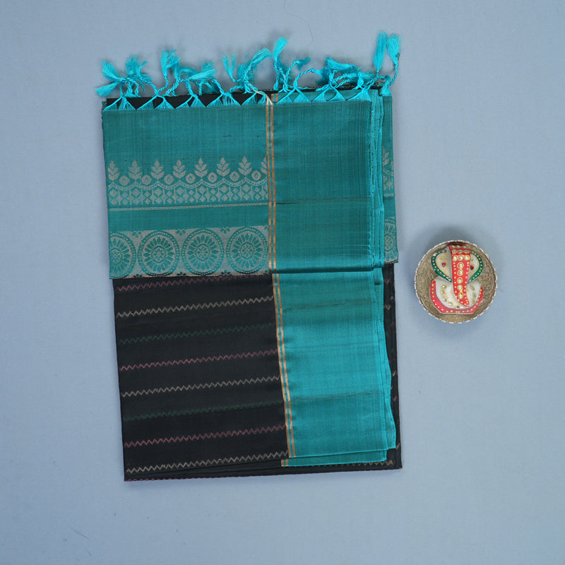 Hayagrivas Sky Blue Handloom Soft Silk Saree KBF535G4-4