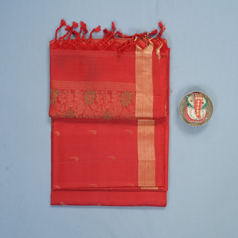 Hayagrivas Red Handloom Soft Silk Saree KBF535G7-11