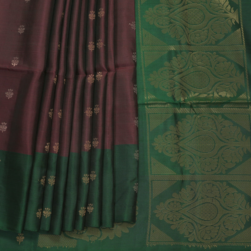Hayagrivas Deep Burgundy Handloom Soft Silk Saree KBF535G7-22
