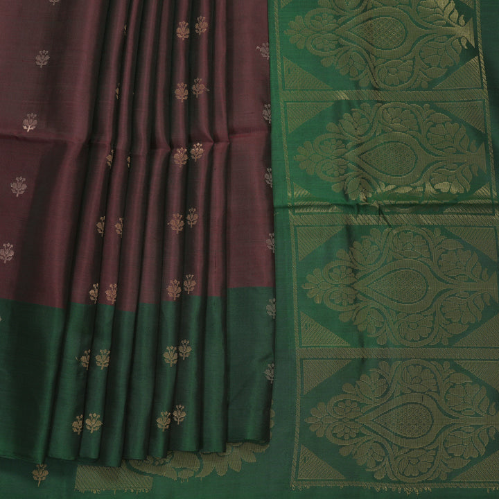 Hayagrivas Deep Burgundy Handloom Soft Silk Saree KBF535G7-22