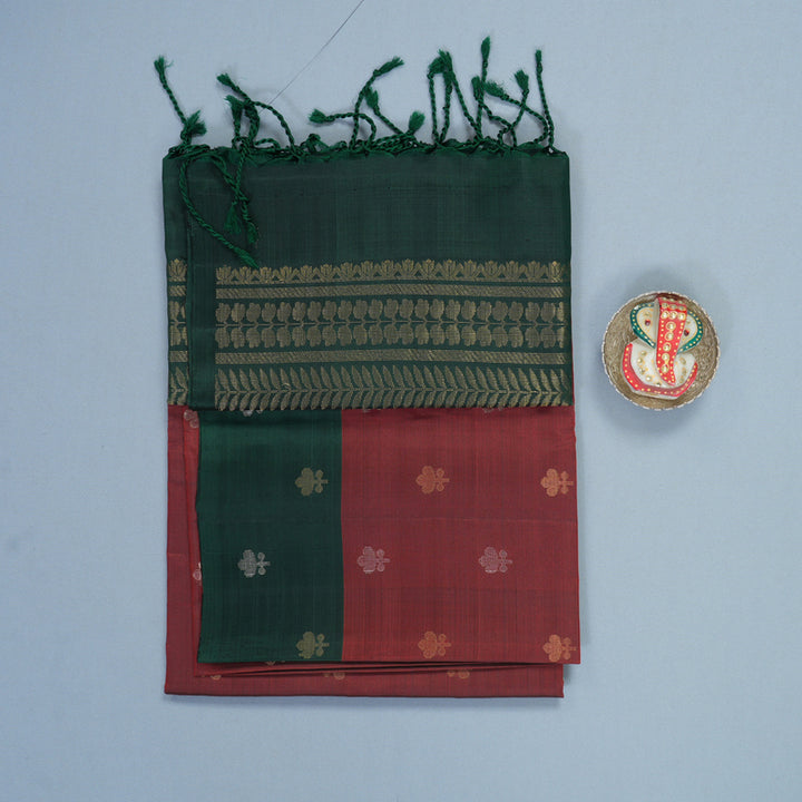 Hayagrivas Rust Maroon Handloom Soft Silk Saree KBF535G7-29