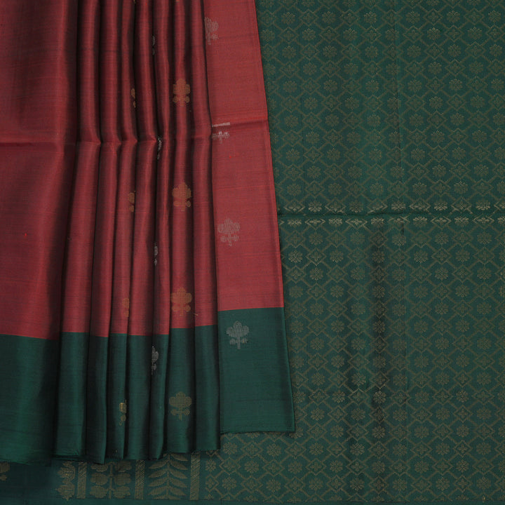 Hayagrivas Rust Maroon Handloom Soft Silk Saree KBF535G7-29