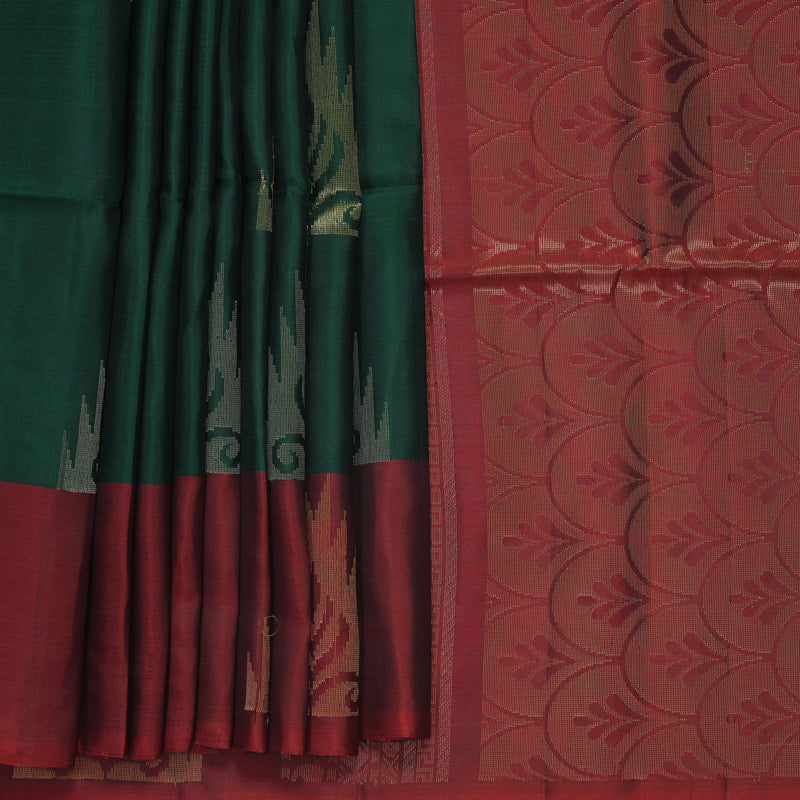 Hayagrivas Bottle Green Handloom Soft Silk Saree KBF535G7-34