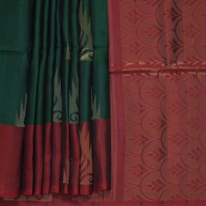 Hayagrivas Bottle Green Handloom Soft Silk Saree KBF535G7-34