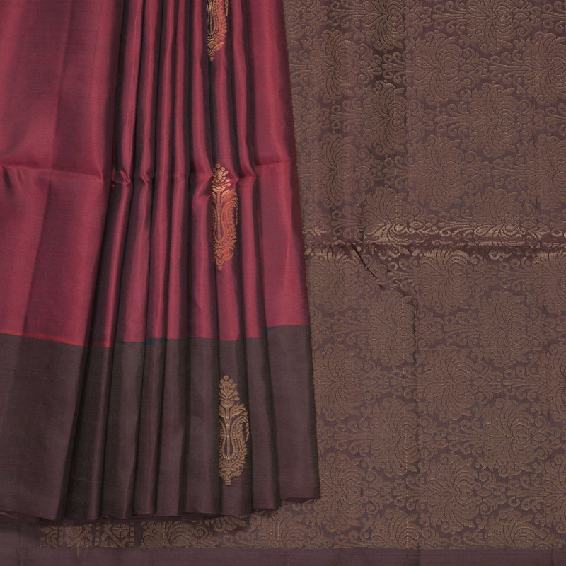 Hayagrivas Maroon Handloom Soft Silk Saree KBF535G7-37