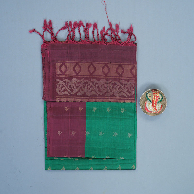 Hayagrivas Green Handloom Soft Silk Saree KBF535G7-38