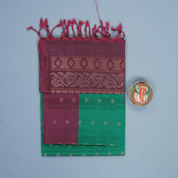 Hayagrivas Green Handloom Soft Silk Saree KBF535G7-38