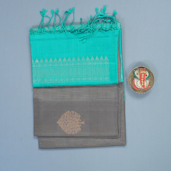 Hayagrivas Grey Handloom Soft Silk Saree KBF535G7-8