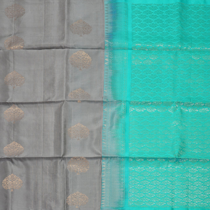 Hayagrivas Grey Handloom Soft Silk Saree KBF535G7-8