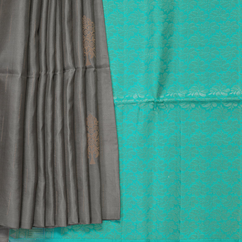 Hayagrivas Grey Handloom Soft Silk Saree KBF535G7-8