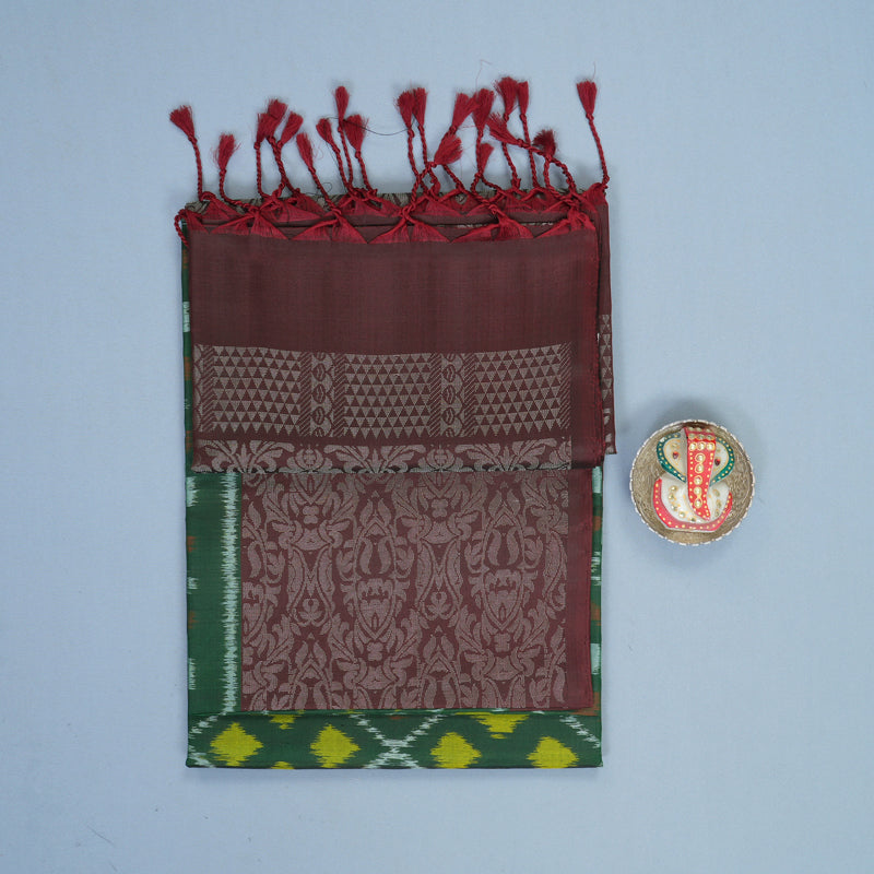 Hayagrivas Bottle Green Handloom Soft Silk Saree KBF535G8-3
