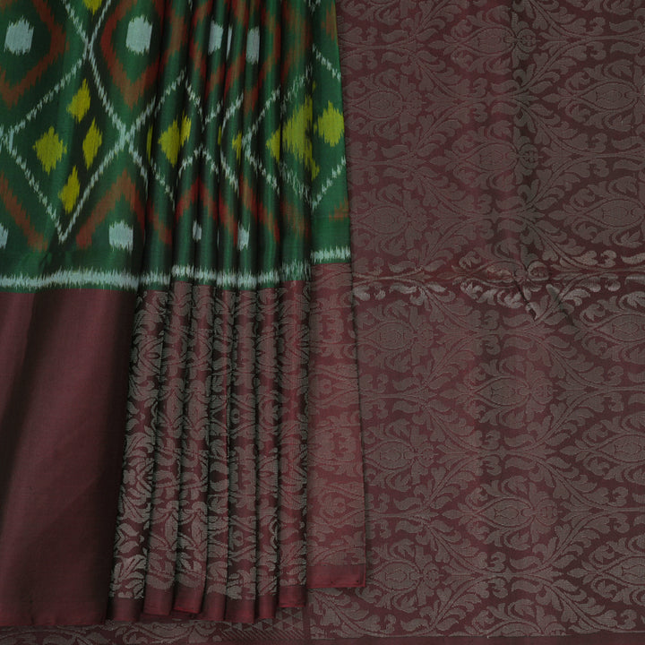 Hayagrivas Bottle Green Handloom Soft Silk Saree KBF535G8-3