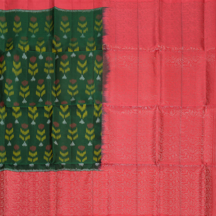 Hayagrivas Bottle Green Handloom Ikkat Soft Silk Saree KBF535G8-4