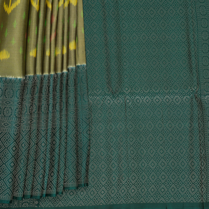 Hayagrivas Elephant Grey Handloom Ikkat Soft Silk Saree KBF535G8-5