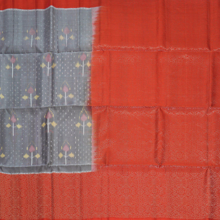 Hayagrivas Grey Handloom Ikkat Soft Silk Saree KBF535G8-6