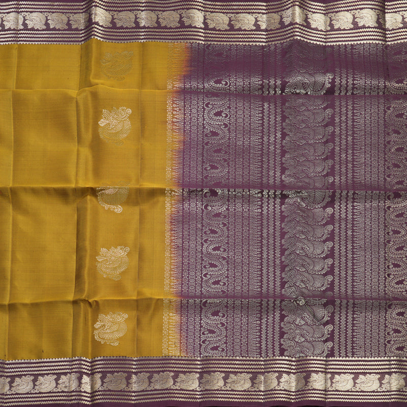 Hayagrivas Honey Mustard Handloom Soft Silk Saree KBF536G1-6