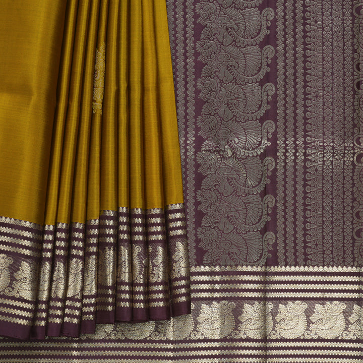 Hayagrivas Honey Mustard Handloom Soft Silk Saree KBF536G1-6