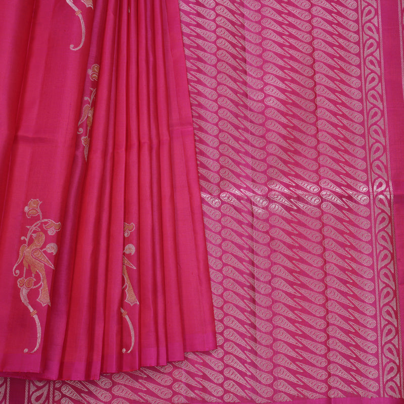 Hayagrivas Pink Handloom Soft Silk Saree KBF536G1-7