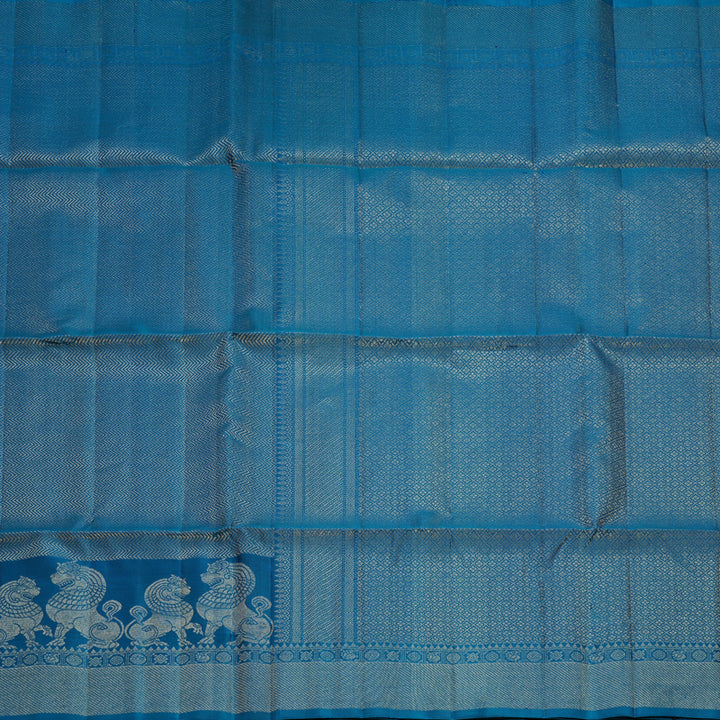 Hayagrivas Peacock Blue Handloom Soft Silk Saree KBF536G2-19