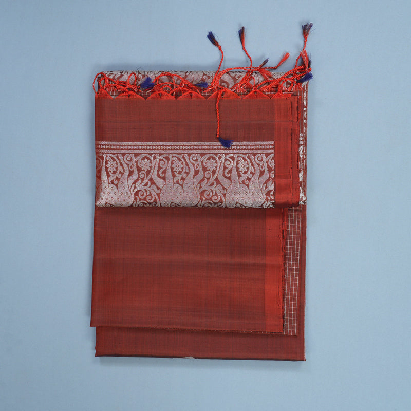 Hayagrivas Rust Orange Handloom Soft Silk Saree KBF536G2-24