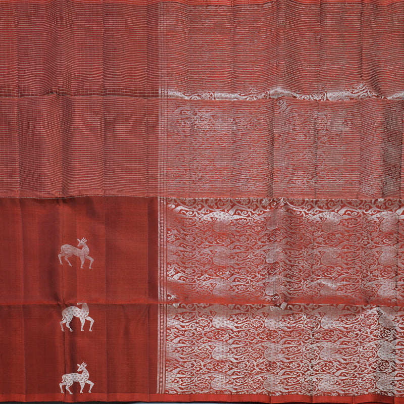 Hayagrivas Rust Orange Handloom Soft Silk Saree KBF536G2-24