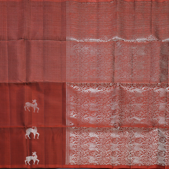 Hayagrivas Rust Orange Handloom Soft Silk Saree KBF536G2-24