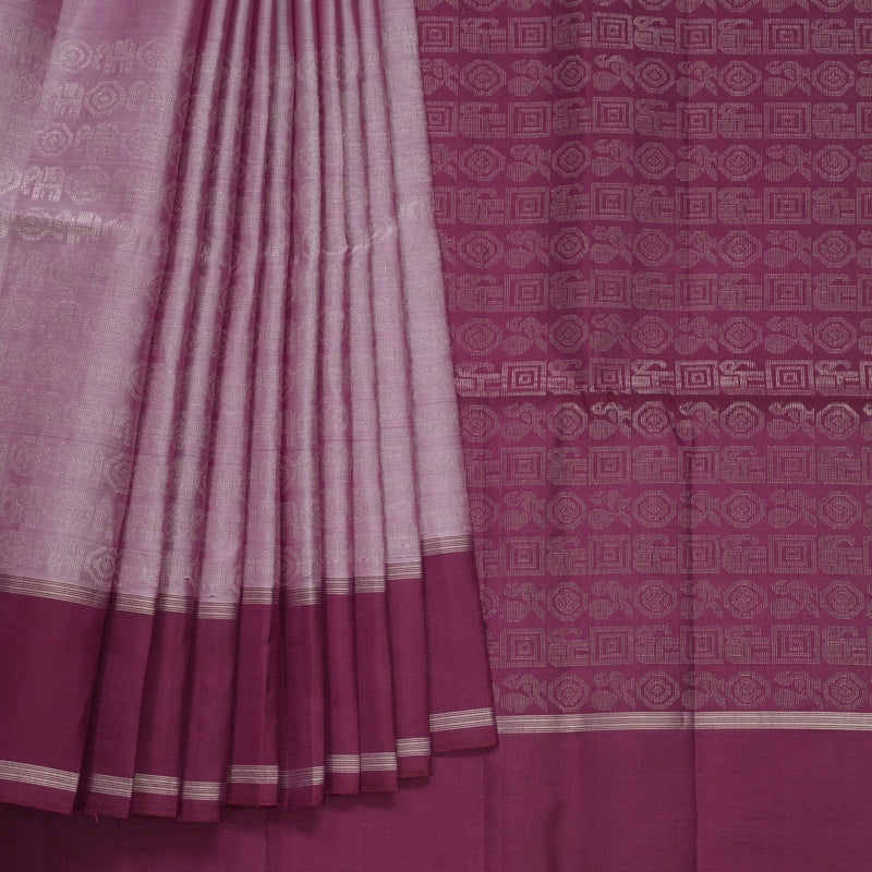 Hayagrivas Lavender-Pink Handloom Soft Silk Saree KBF536G2-25