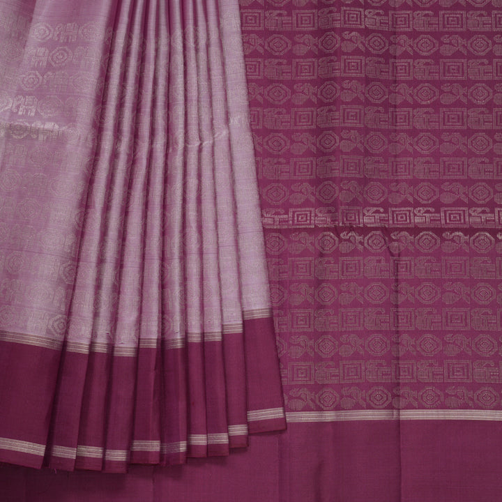 Hayagrivas Lavender-Pink Handloom Soft Silk Saree KBF536G2-25