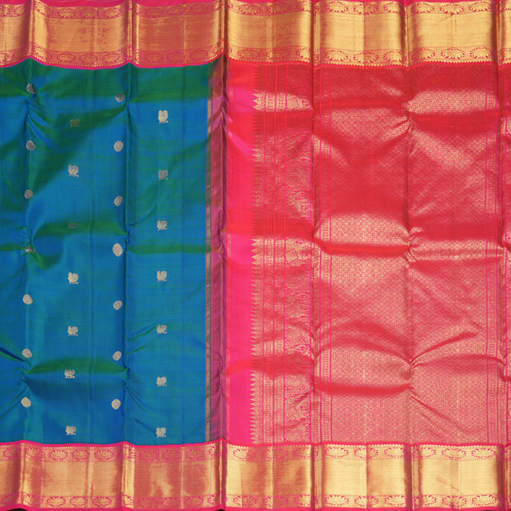 Hayagrivas Handloom Mayilkazhuthu Kanjivaram Silk Saree with Pink Border KBF537G2-1