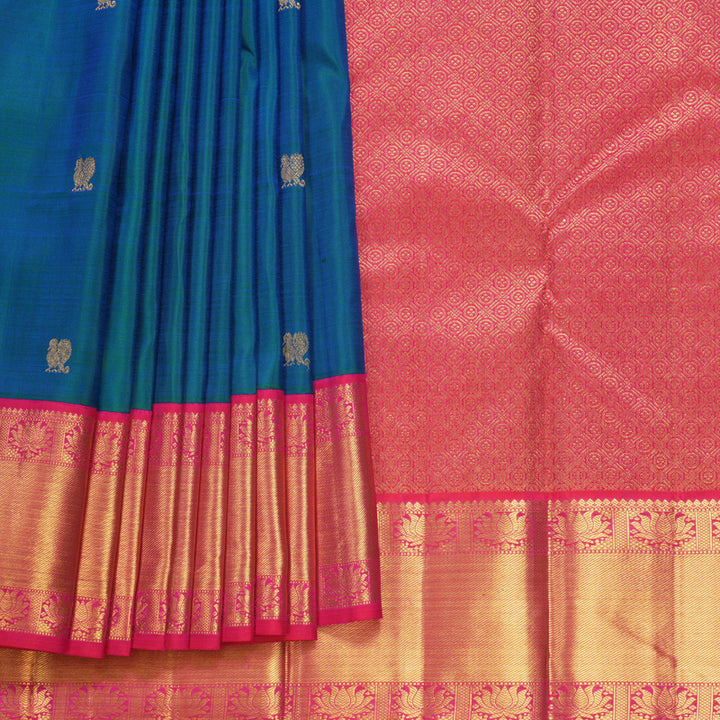 Hayagrivas Handloom Mayilkazhuthu Kanjivaram Silk Saree with Pink Border KBF537G2-1
