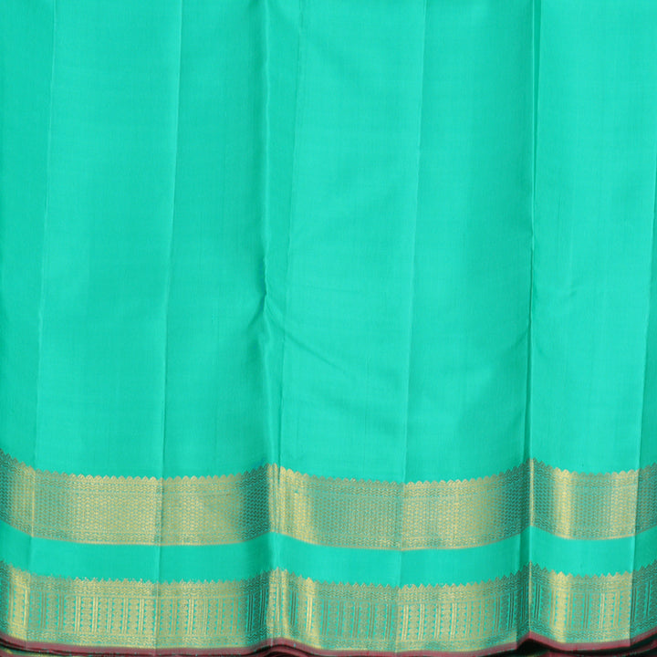 Hayagrivas Handloom Parrot Green Kanjivaram Silk Saree with Sea Green Border KBF537G3-1