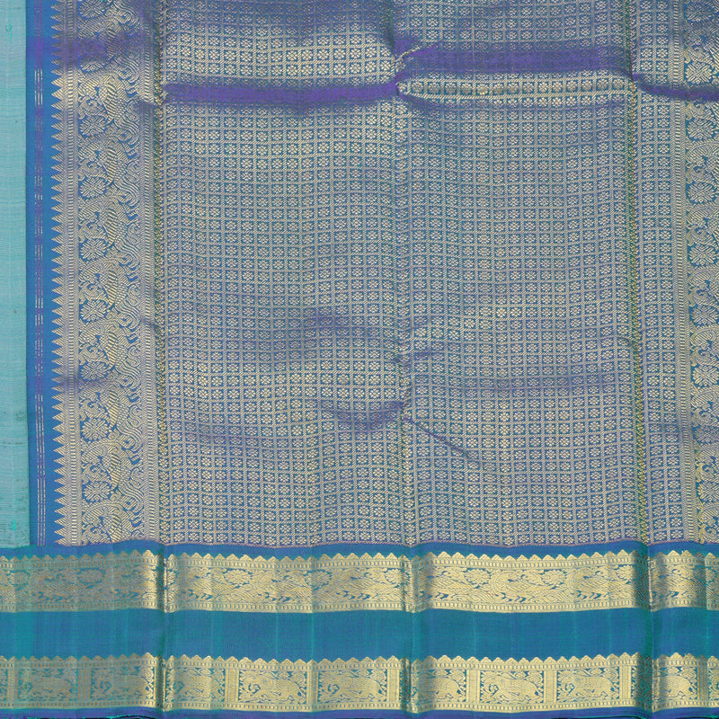 Hayagrivas Handloom Half-White Kanjivaram Silk Saree with Mayilkazhuthu Border KBF537G3-3